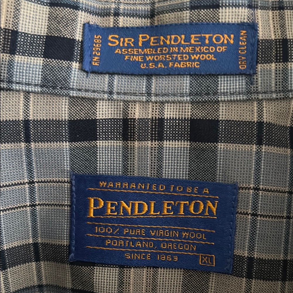 Pendleton Blue/Gray Virgin Wool Plaid Classic But… - image 3